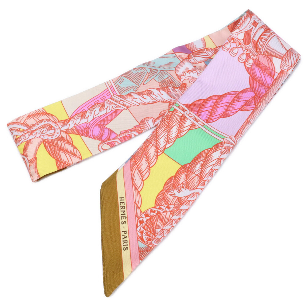 HERMES Cavalleria d'Etriers Knight's Armor Silk Twilly Scarf/Muffler, Multico...